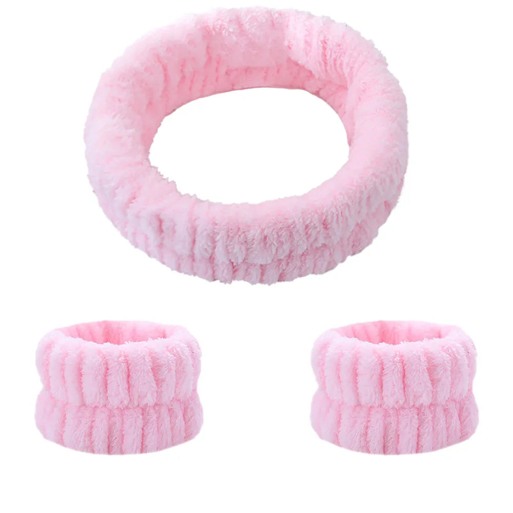 Spa Headband & Wrist Wash Set - Soft absorbent Skincare Accessories