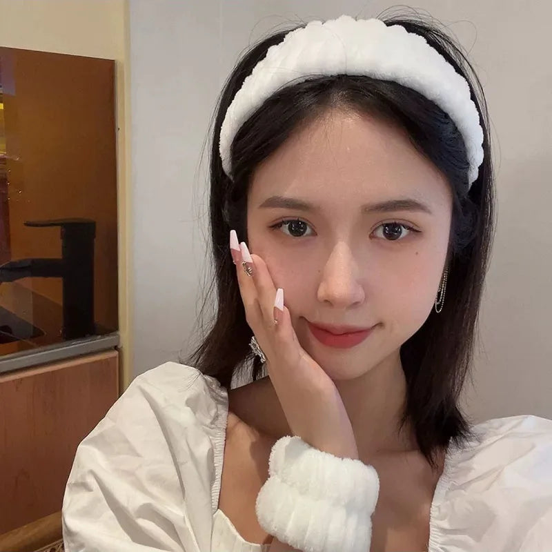 Spa Headband & Wrist Wash Set - Soft absorbent Skincare Accessories