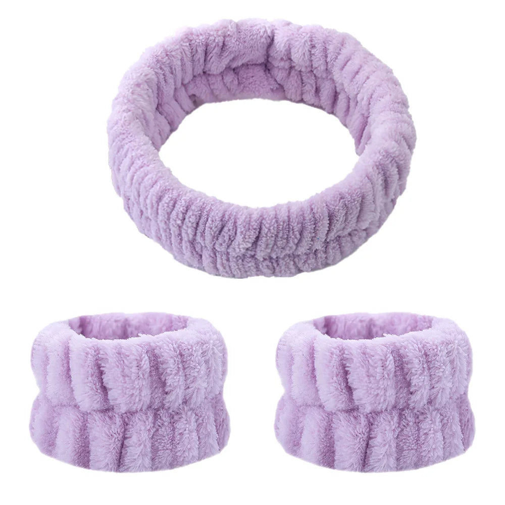 Spa Headband & Wrist Wash Set - Soft absorbent Skincare Accessories