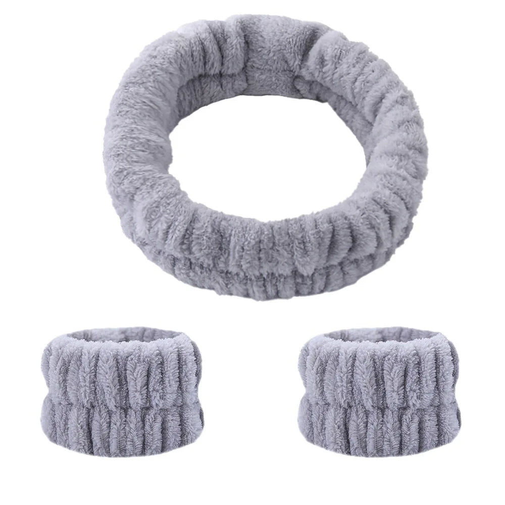 Spa Headband & Wrist Wash Set - Soft absorbent Skincare Accessories