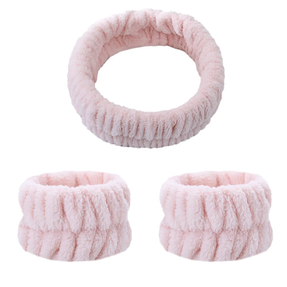 Spa Headband & Wrist Wash Set - Soft absorbent Skincare Accessories