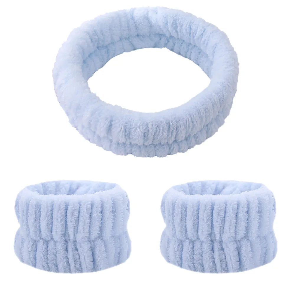 Spa Headband & Wrist Wash Set - Soft absorbent Skincare Accessories
