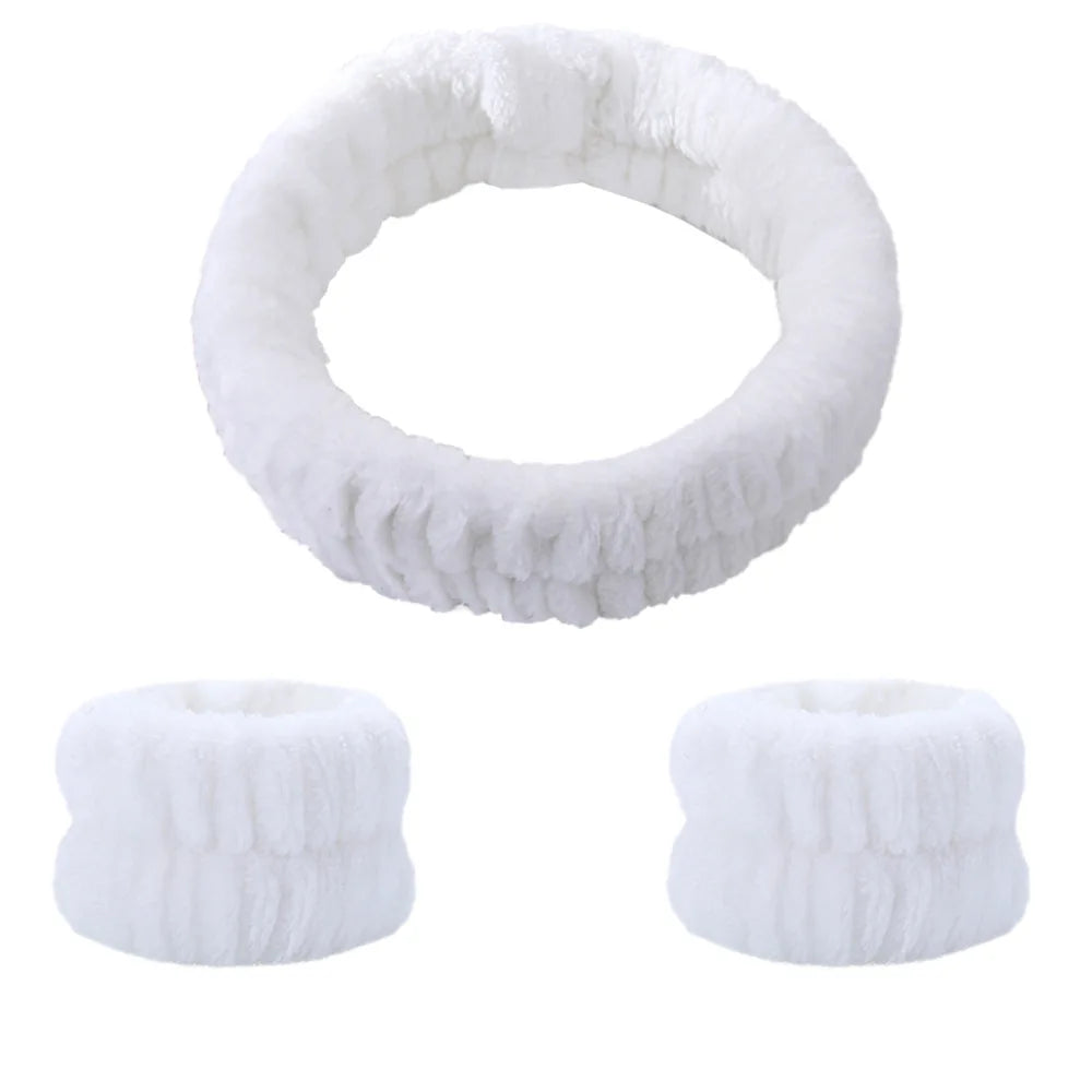 Spa Headband & Wrist Wash Set - Soft absorbent Skincare Accessories